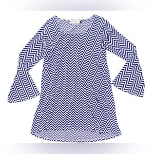 Veronica M Blue & White Chevron Tunic Dress